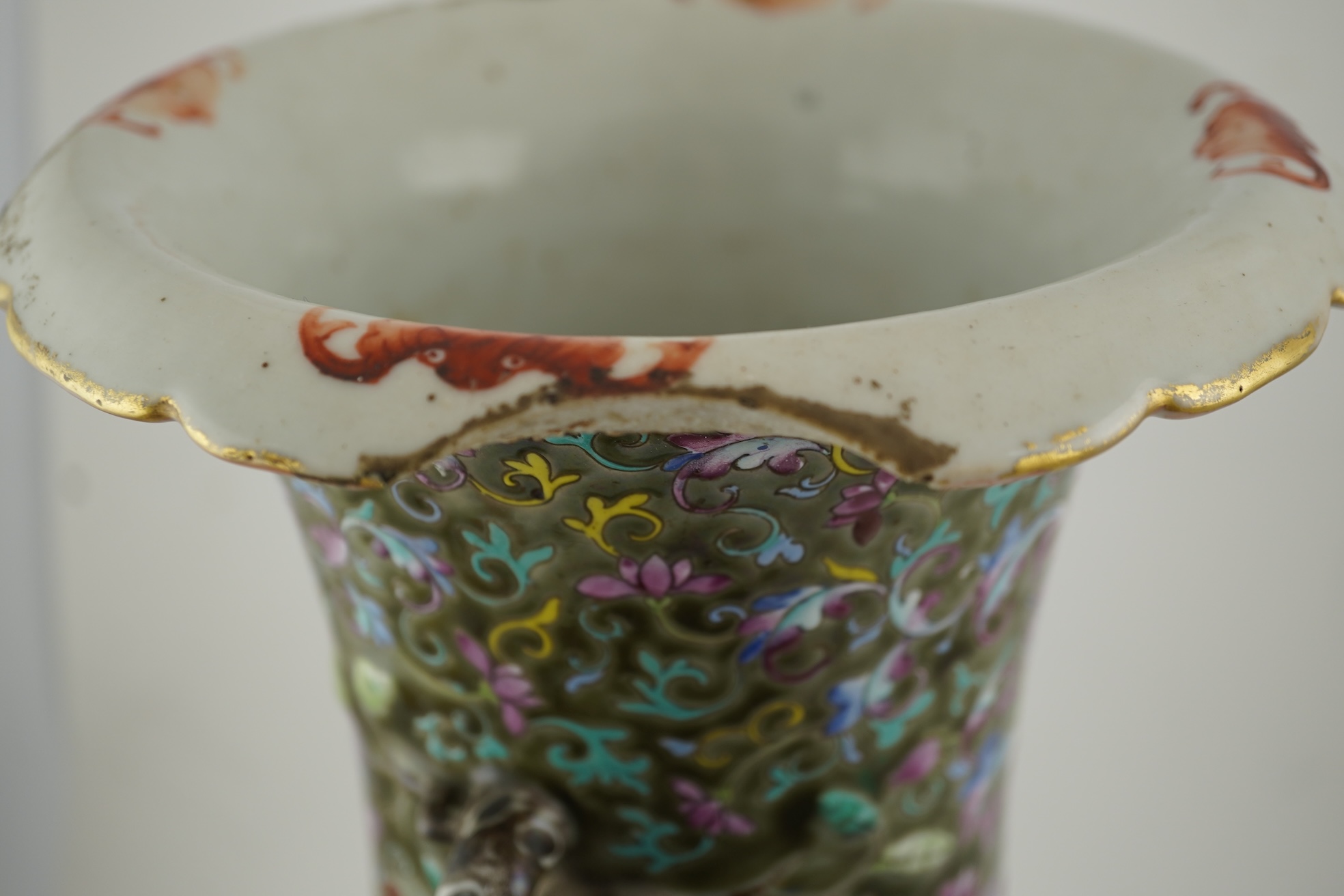 A large Chinese famille rose two-handled vase, mid 19th century